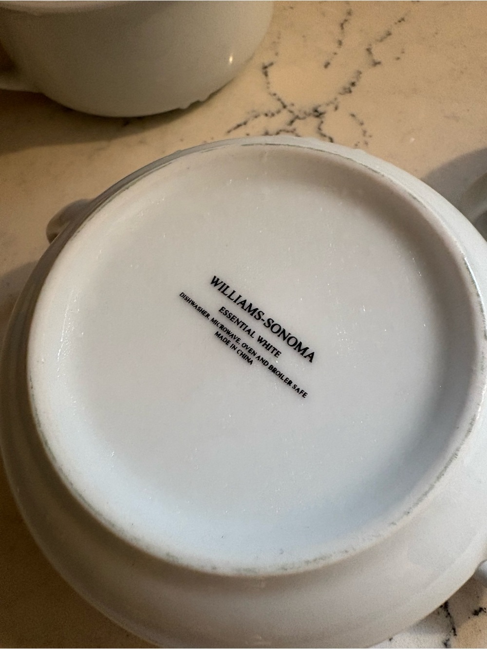 Williams-Sonoma Set of 4 Essential White 2 1/4 X 4 3/4 Soup Bowls with Handles - Picture 4 of 5